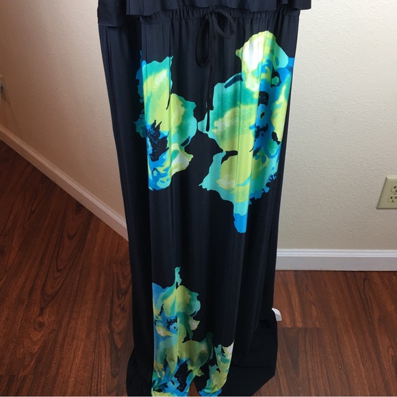Style & Co Woman Sleeveless Ruffle Turquoise Floral Maxi Dress Size 2X - Picture 6 of 11